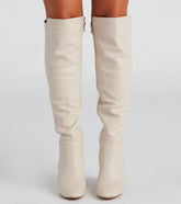 Elegante, kniehohe Stiefel mit Strut-Muster